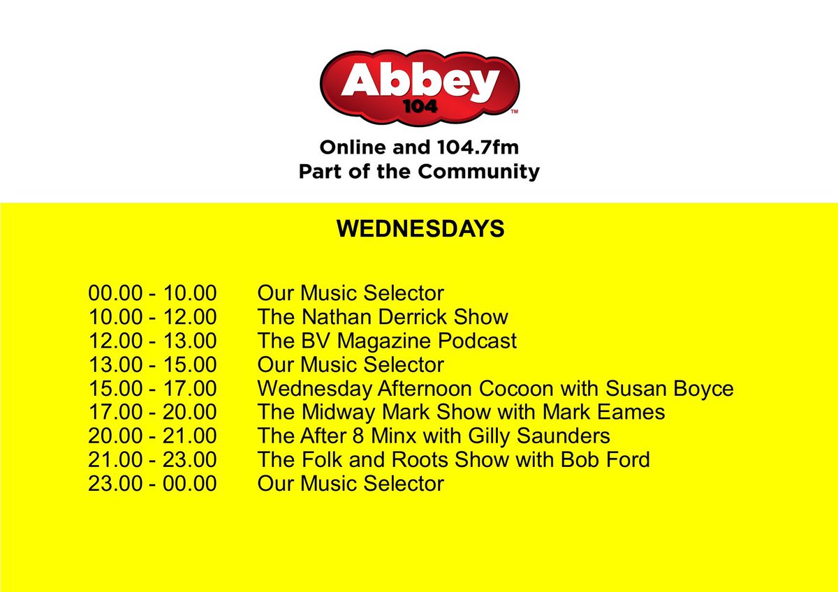 The programme schedule for Wednesday the 5th of June.