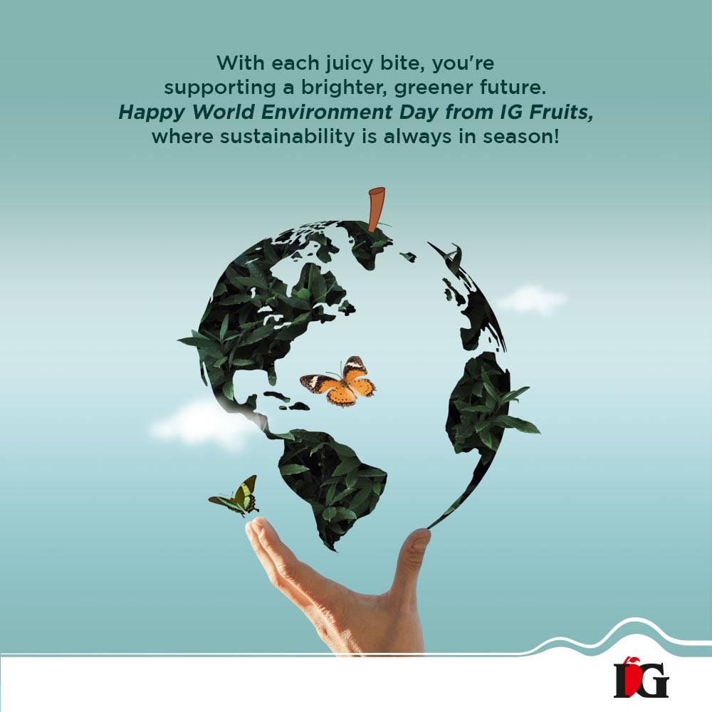 Celebrate World Environment Day with a burst of flavor and a commitment to the planet! 
At IG Fruits, we prioritize reuse, reduce, recycle, and excel in energy and water efficiency, all powered by renewable energy sources. Here's to a tastier, greener future!
#worldenvironmentday