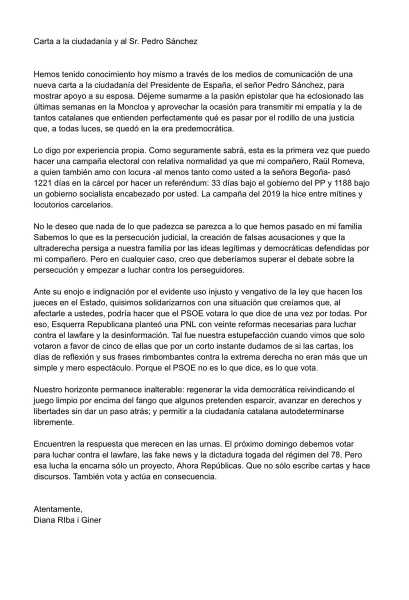 No me n'he pogut estar. Carta a la ciutadania i a @sanchezcastejon