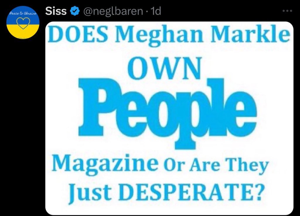 HeidiDundas_'s tweet photo. @people If People Magazine keep putting out these ridiculous stories about H&amp;M just unsubscribe &amp; move on. 
We can leave People Magazine to the Sussex Squids. 

#HarryAndMeghanAreNotRoyal 
#MeghanIsNothingWithoutTitles 
#MeghanMarkleLies
#StepDownHarry https://t.co/1EtsZ2Ke9t