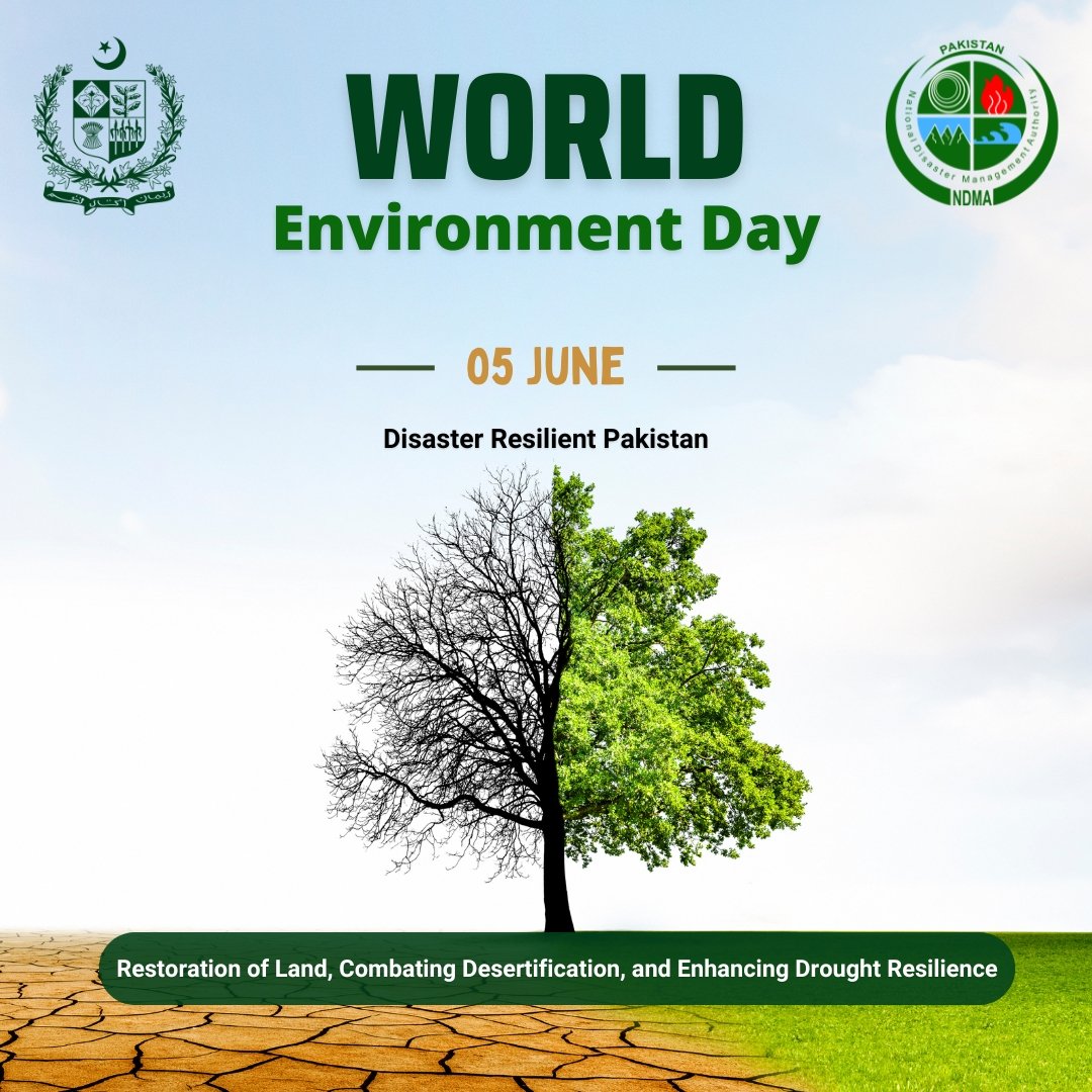 ndmapk's tweet photo. On World Environment Day, we reaffirm our commitment to resilience by fostering sustainable practices that contribute to a more robust future, enhancing our collective capacity to manage and recover from climate related disasters. Every action counts!!
#WED
#ndmapk https://t.co/KqtPn12Zal