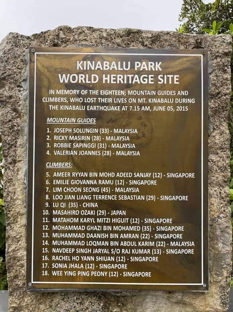 MasidiM's tweet photo. 5/6/24 - on this date 9 years ago (2015) an earthquake with a magnitude of 6.0RS struck Mount Kinabalu, Sabah killing 18 climbers…10 were from Singapore, mostly students from the same primary school. https://t.co/QFwBoHU6od