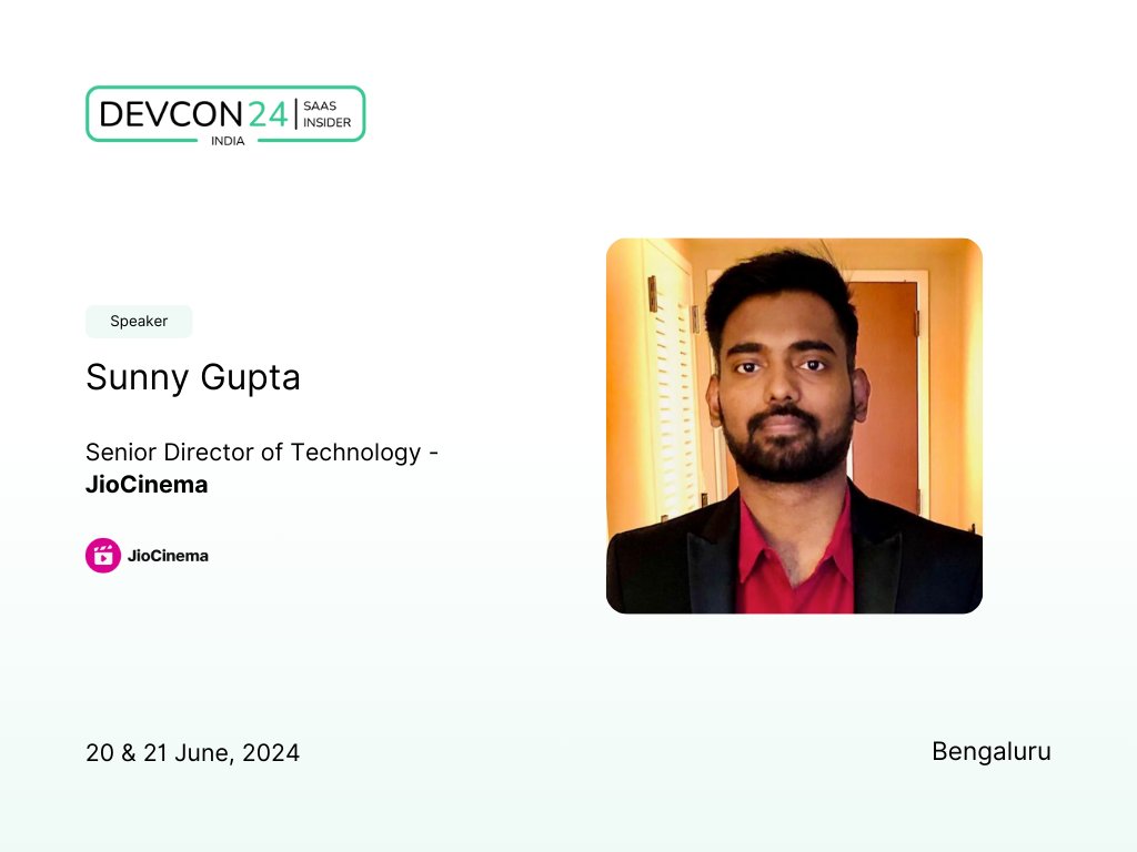SaaS_Insider's tweet image. 🚨 Announcement Alert! 🚨
@SaaS_Insider is thrilled to onboard @sunnykgupta Gupta as a speaker for DEVCON24!
Sunny is the Senior Director Technology at Viacom18 Media Private Limited and is a results-oriented leader with experience managing high-performing teams across diverse…