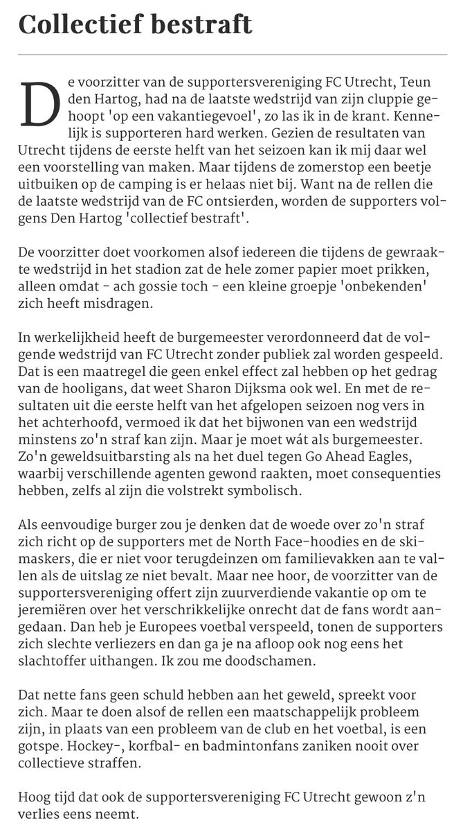 Alweer zo’n rake column van @JerryGoossens1 in het <a href="/ADnl/">AD.nl</a> / <a href="/ad_utrecht/">AD Utrechts Nieuwsblad</a>! 05-06-2024 <a href="/fcutrecht/">FC Utrecht</a> <a href="/GemeenteUtrecht/">Gemeente Utrecht</a> <a href="/POL_Utrecht/">Politie Utrecht</a> #sharondijksma