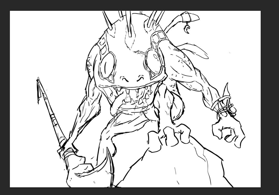 GuilluskiA's tweet photo. Boceto del Murloc terminado. Luego seguro con el lineado quedará como una puta mierda 🤣🤣 https://t.co/xcV3DlLPe7