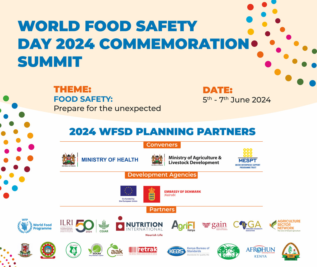 The Food Safety Resilience Conference: Prepare for the Unexpected is a vital platform for action and dialogue. Join stakeholders from #Kenya, East Africa, and the <a href="/_AfricanUnion/">African Union</a> to enhance food safety resilience. #WorldFoodSafetyDay <a href="/MOH_kenya/">Ministry of Health</a> <a href="/FPCKenya/">FPCKenya</a> <a href="/ILRI/">ILRI.org</a> @kilimoKE <a href="/KephisKe/">KEPHIS</a>