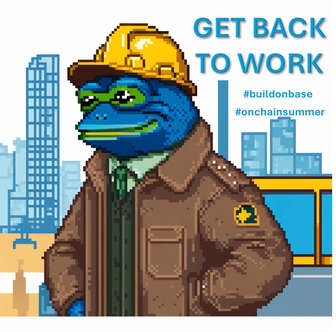 BasedCityNFT's tweet photo. Break's over
The foreman is coming
Look busy
(starts hammering nails to a board)
#basenetwork
#buildonbase
#onchainsummer
#lesstalkmorebuild
#diligentpepe https://t.co/AbEPxD95Rk
