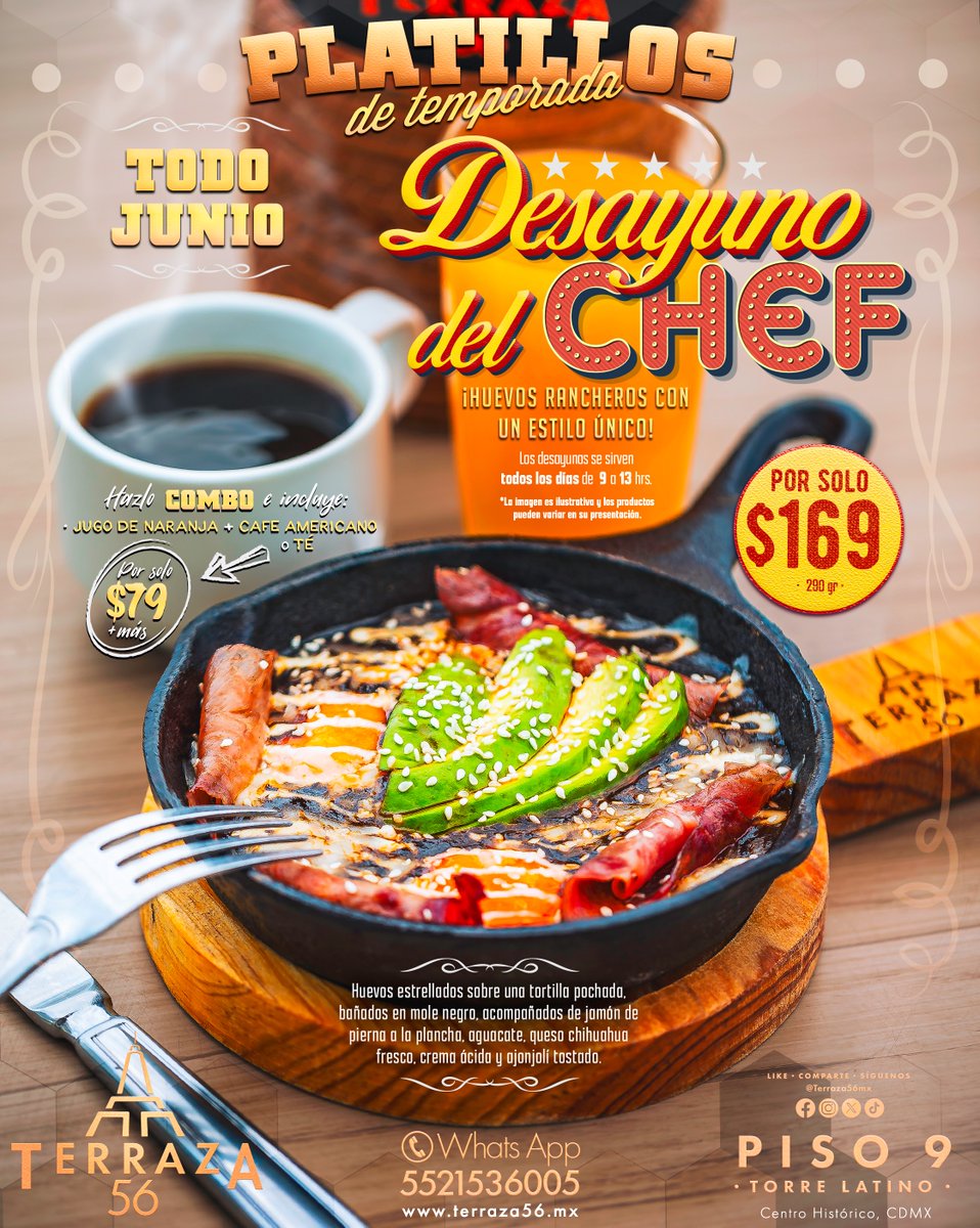 terraza56mx's tweet photo. ❝¡#TodoJunio disfruta de nuestros #PlatillosDeTemporada! Conoce el #DESAYUNO del #CHEF 👨‍🍳: Unos #HuevosRancheros con  un estilo único!❞

• 𝑫𝒆𝒔𝒂𝒚𝒖𝒏𝒐 𝔻𝕖𝕝 ℂ𝕙𝕖𝕗 •🍳🌶️🌮 

📱55 2153 6005

📍𝐏𝐈𝐒𝐎 𝟗 #TorreLatino 🔝🗼🙌 en #CentroHistórico

https://t.co/kdgtPLjTCM https://t.co/AiDICfMWzC