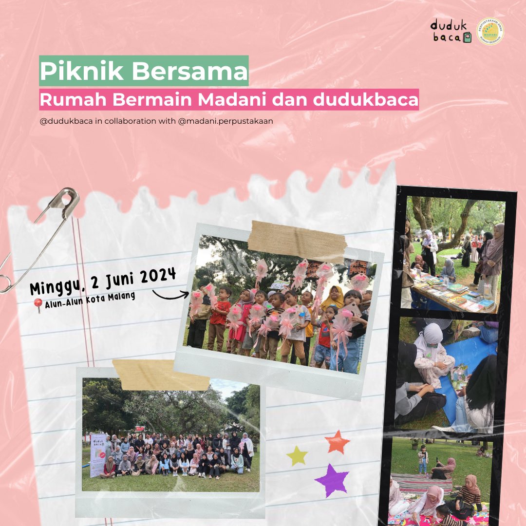 dudukbaca's tweet photo. #Bacawan yang setia,
Terima kasih sudah bersenang-senang bersama Dubi di hari Minggu kemarin! βοΈ
Yuk intip keseruan kegiatan yang diadakan oleh DudukBaca dan Rumah Bermain Madani. Senyum adik-adiknya manis banget, kan? π§π»ββοΈπ«§
#BacaBukuMalang https://t.co/rZuXXS8xon