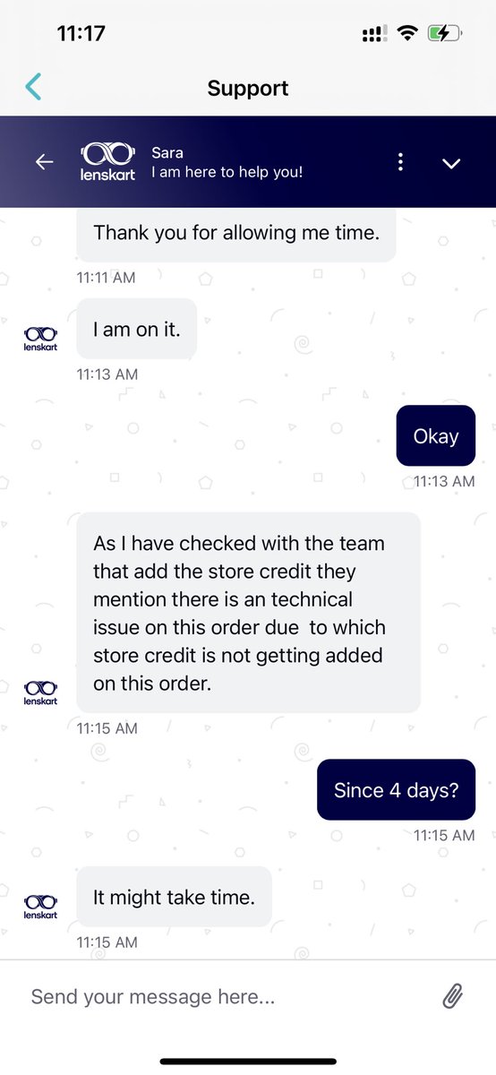 pranay2115's tweet photo. @Lenskart_com
I had cancelled an order on 2nd June as per suggestion of your support team and was supposed to receive store credits to place new order. It’s been more than 4 days now, and the support team only keeps telling there is a technical issue. Really? 4 days? https://t.co/6E1HMsq0XJ