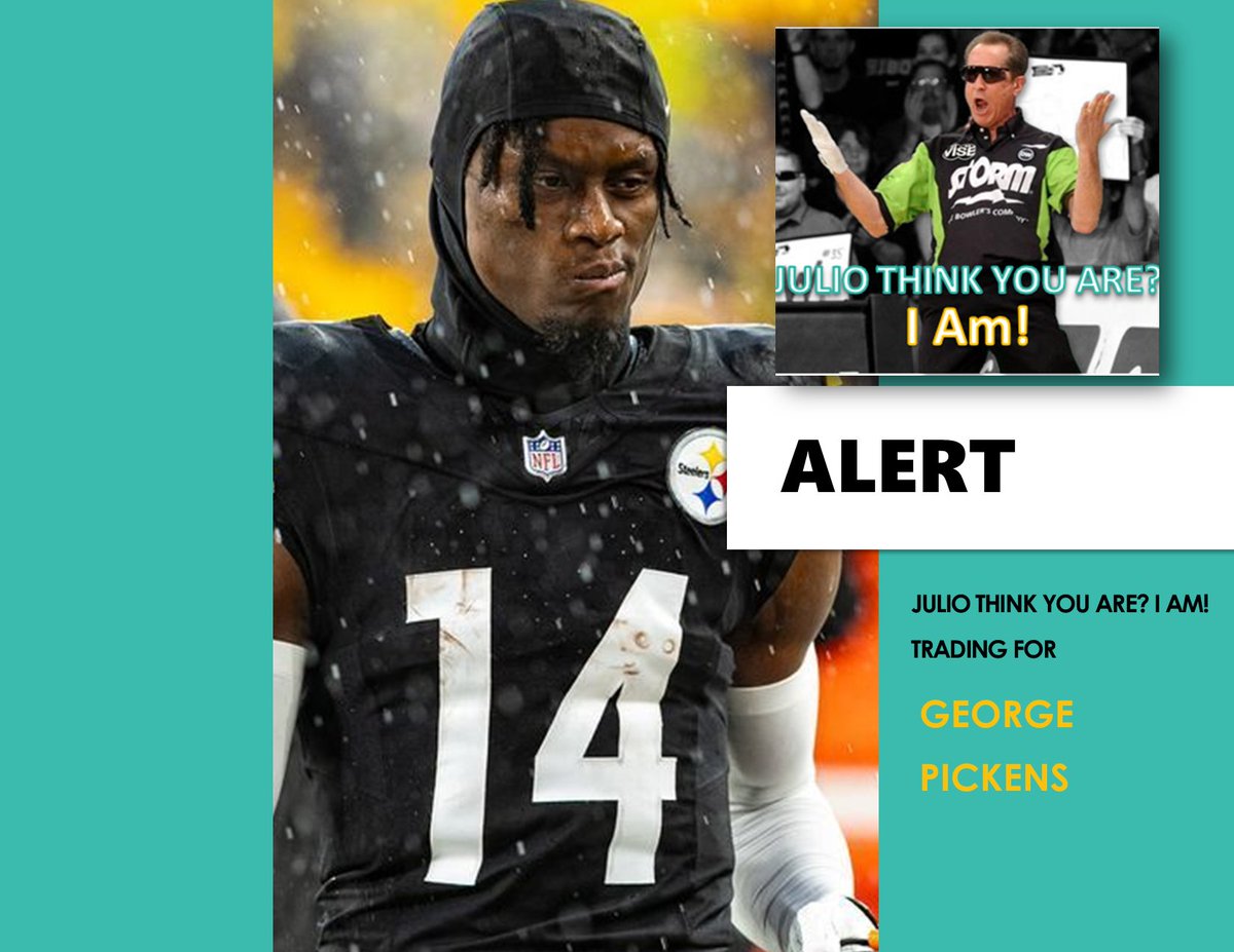 SBHyphyLeague's tweet photo. On 5/19/2024 Julio Think You Are? I Am! acquires WR George Pickens plus a 2026 R01 (RS) pick and a 2026 R03 (RS) pick from division rival Ronnie's Squad in exchange for RB Aaron Jones and WRCooper Kupp #SBHL https://t.co/29WTpXBaIi