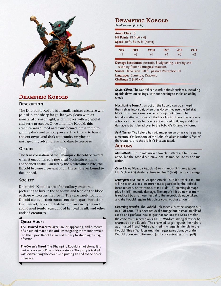 Who needs Strahd when you've got a kobold in a cape.

#dungeonsanddragons #dnd #dnd5e #onednd #vampire #kobold