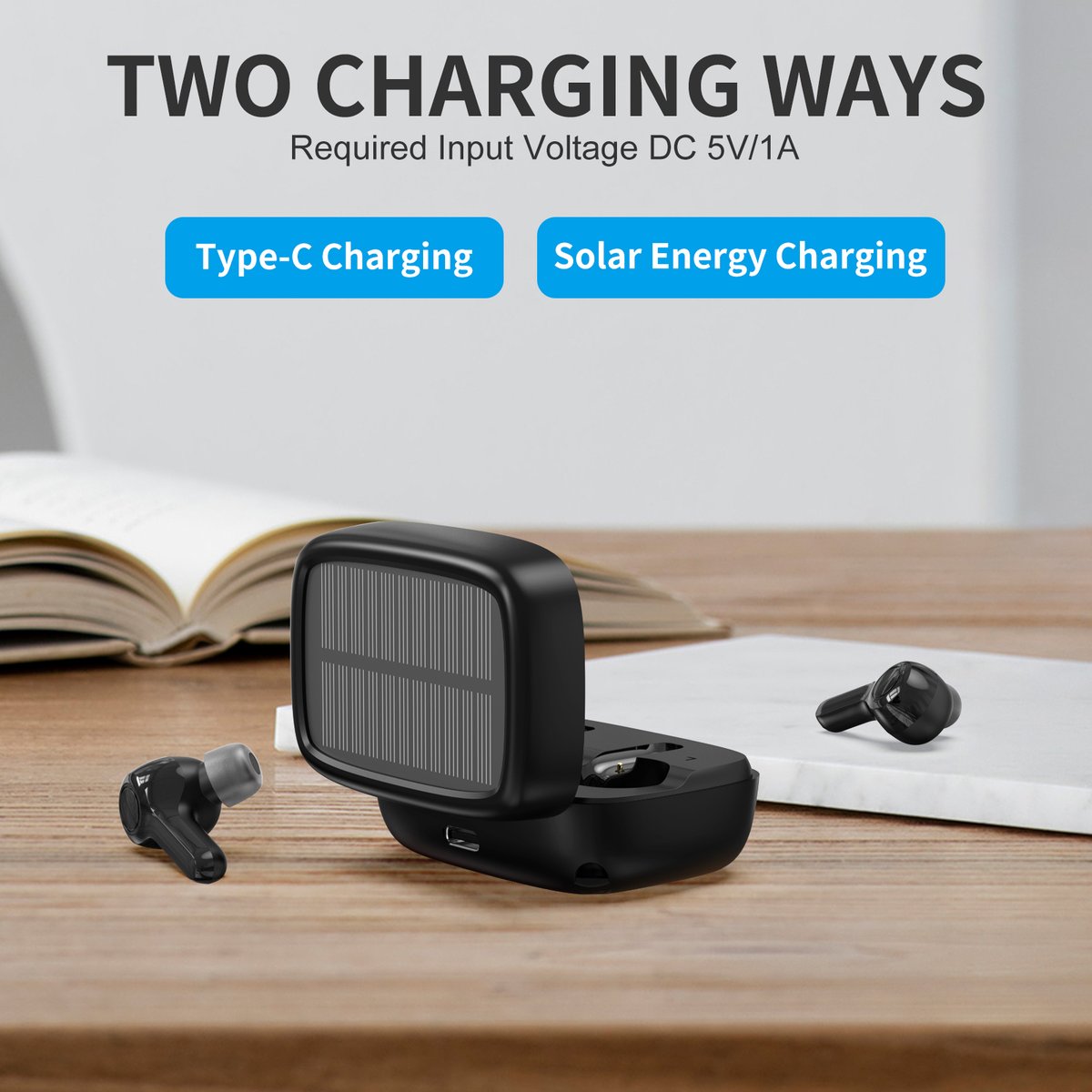 🌞 Discover the Choetech HIFI Solar TWS V5.2 Earphones! 🎧 HiFi sound, Bluetooth 5.2, and solar charging for endless music.