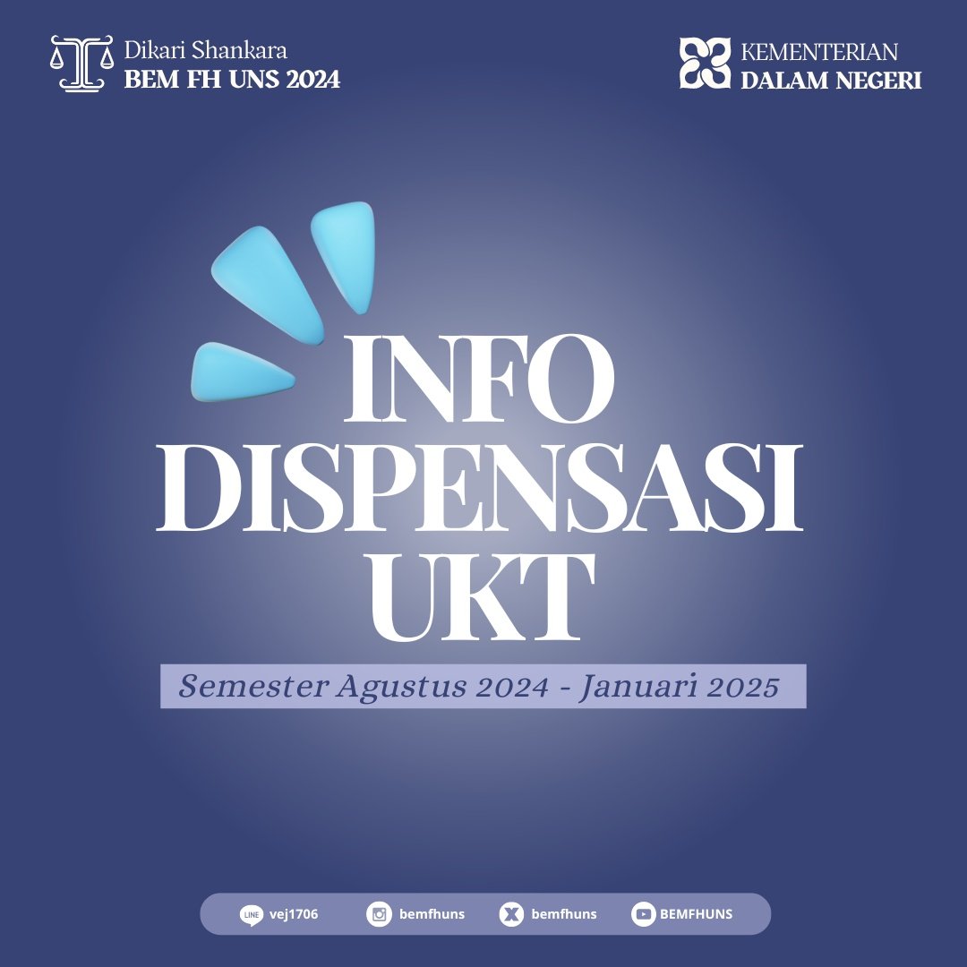 bemfhuns's tweet photo. *[INFO DISPENSASI UKT SEMESTER AGUSTUS 2024 - JANUARI 2025]*

Halo, KMFH!👋🏻

Diberitahukan kepada seluruh KMFH bahwa keringanan UKT Semester Agustus 2024 - Januari 2025 telah dibuka.

Bagi mahasiswa yang berminat mendaftarkan diri dapat memperhatikan timeline berikut : https://t.co/u69jCbzwS6