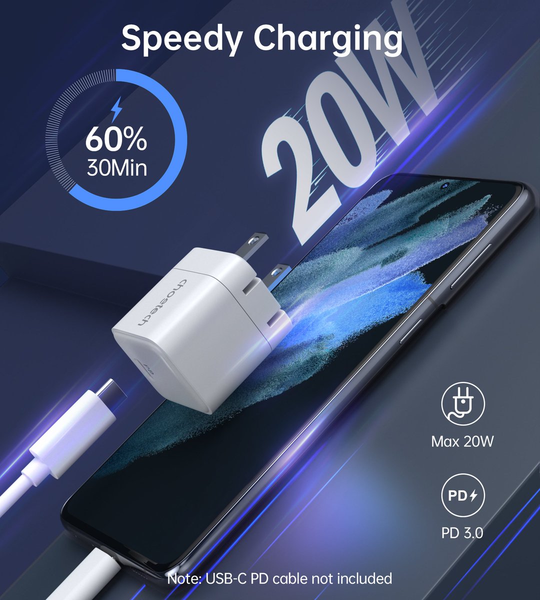 🔌 Power up with the Choetech PD5010 SuperMini PD20W Wall Charger! ⚡️ Compact, fast, and perfect for travel.