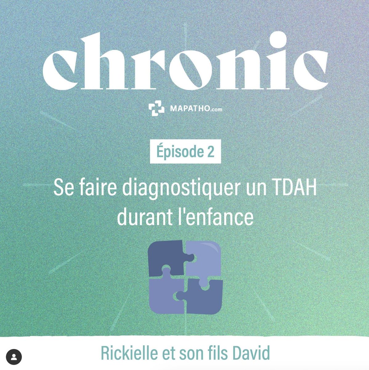 New #PODCAST 🎙️
Se faire diagnostiquer un #TDAH durant l’enfance avec Rickielle et son fils David. 🧸

📣 Grâce à l’aide précieuse de la pédopsychiatre et d’autres pro de santé, Rickielle a mis en place un plan d’action pour soutenir David. 
#santé 

🎧 podcast.ausha.co/chronic/rickie…