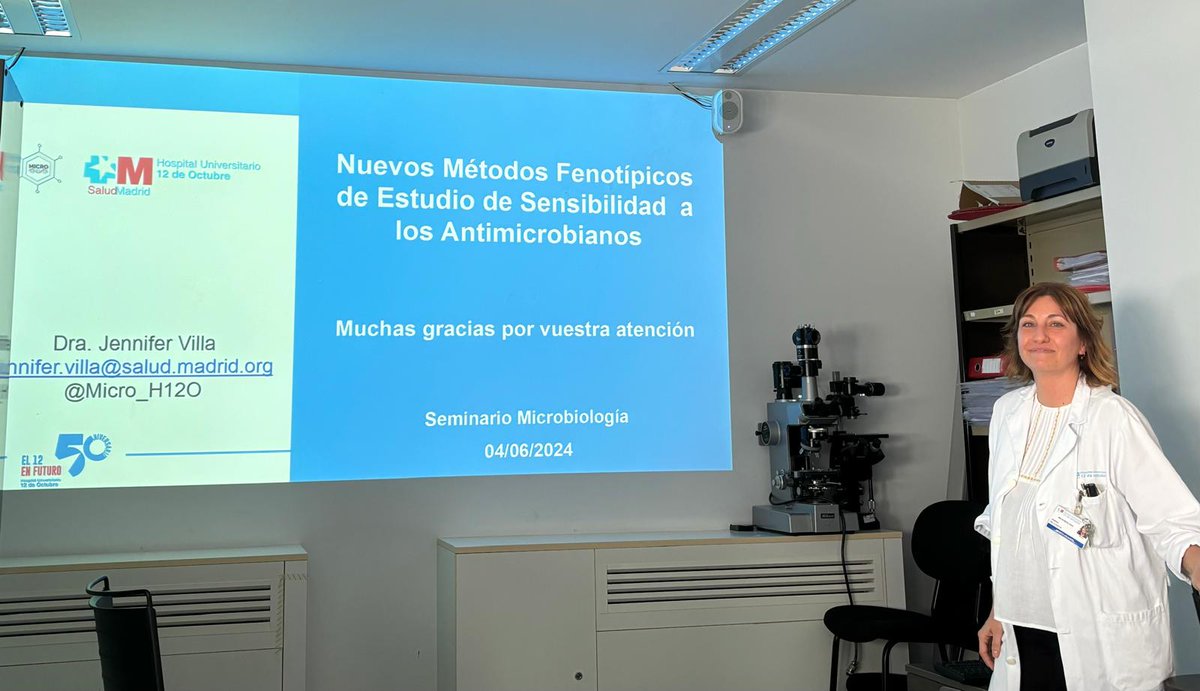 Nuestra compañera <a href="/Jenvg83/">Jennifer Villa</a> ha presentado, en la sesión del servicio, una excelente revisión sobre Nuevos métodos fenotípicos de Estudio de Sensibilidad a los Antimicrobianos.