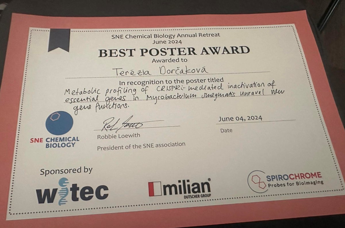 Zampieri Lab (@zampierilab) on Twitter photo Congratulations to Terezia for the Best Poster Award at the SNE Chemical Biology Annual Retreat! 🥳👉👈
<a href="/SNE_ChemBio/">SNE ChemBio</a> Congratulations to Terezia for the Best Poster Award at the SNE Chemical Biology Annual Retreat! 🥳👉👈
<a href="/SNE_ChemBio/">SNE ChemBio</a>