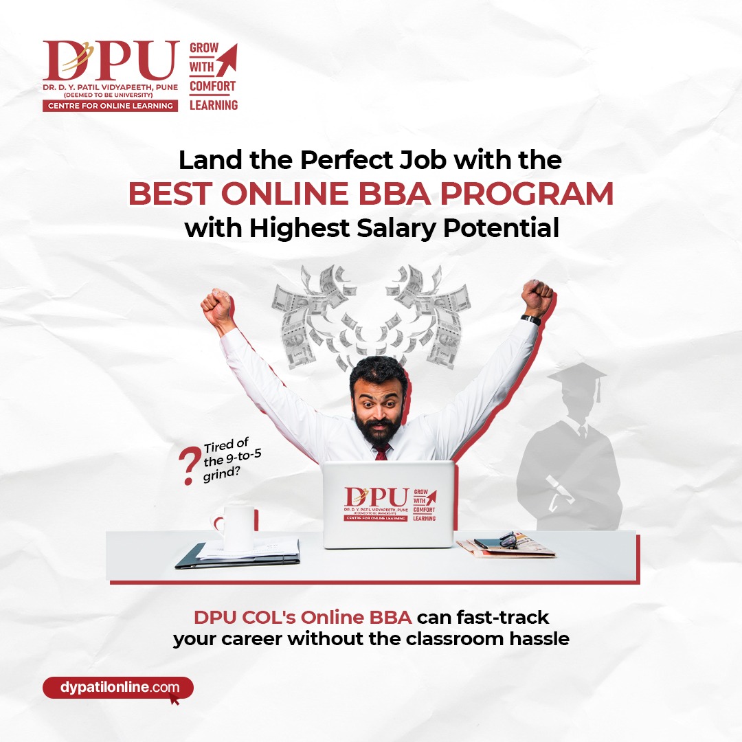 dpu_col's tweet image. DPU-COL&apos;s Online BBA equips you to excel in today&apos;s market, boosting your earning power with the flexibility of online learning.

Visit - dypatilonline.com
or call +917971845439 for more information.

#DPUCOL #DPUOnline #ComfortLearning #OnlineEducation   #onlinebba
