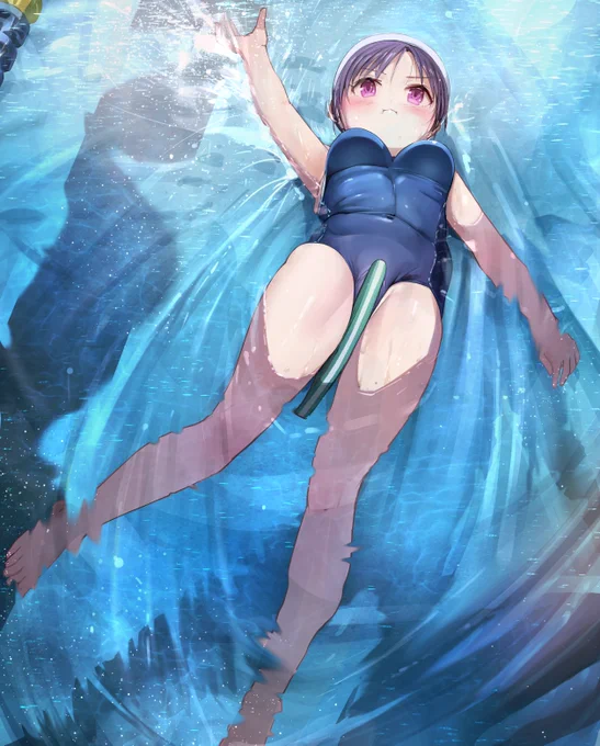 ビート版をお股に挟んで背泳ぎする女の子!ピクシブリクエストでしたーありがとうでしたー 
