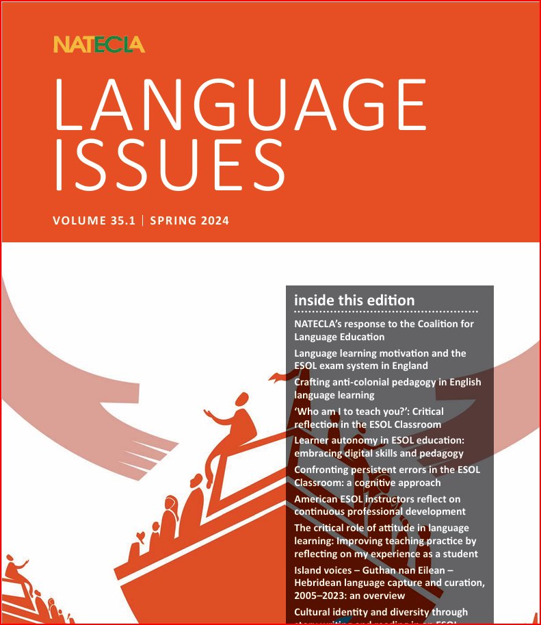 flanagandeclan6's tweet photo. The spring edition of Language Issues is out soon, to coincide with the NATECLA Conference: June 28th–29th: Conference Aston, Birmingham @nateclascotland @natecla_ioi @NATECLA @nateclaldn @NATECLA_CYMRU @NateclaEast https://t.co/fSPwHR3Tvd