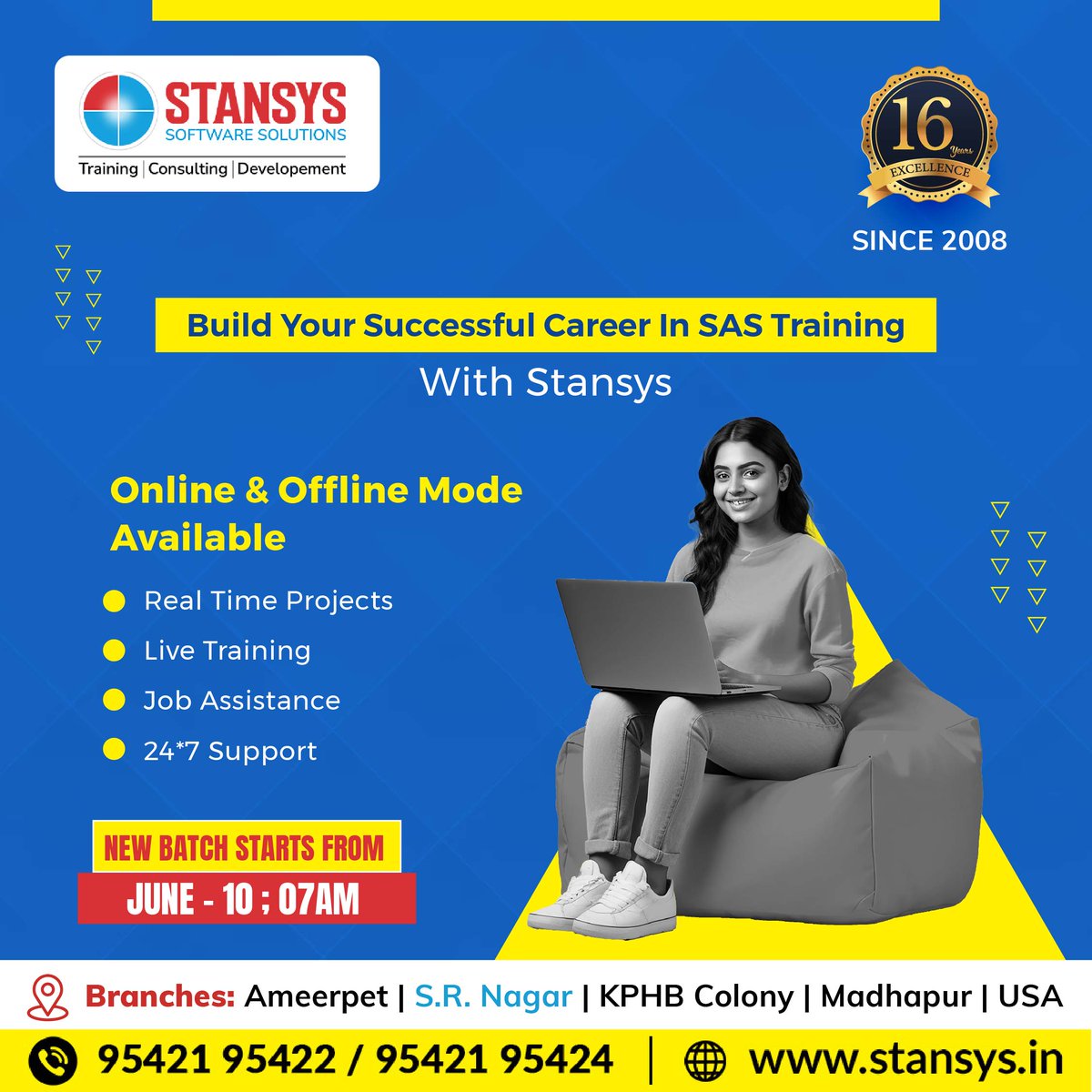 Stansys_SAS's tweet image. Stansys offers SAS Training in both online and offline modes, Starting on June 10th at 7am, enroll now for a successful career.
Join Us Now: 95421 95422 / 95421 95424.
Visit:stansys.in
#clinicalsas #stansyssoftwaresolutions #stansys #srnagar #hyderabad