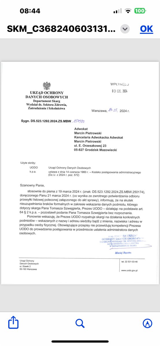 Włamali się do systemu,logując się adresem Aresztu w Zamościu.Pan mec.Marcin Pietrowski wysyłał do nich kilkukrotnie dokumenty.Gdyby chodziło np.o Ziobro byłby kwik.Wobec mnie można dalej łamać prawo.