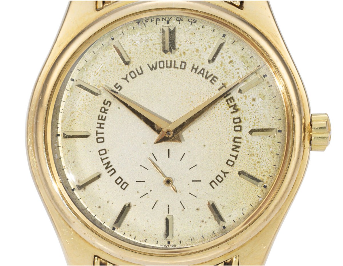 More than I can imagine ever spending on a watch, but Patek's "Golden Rule" 2526 is up for auction at Christie's next week. Senator LBJ gave these away as gifts in the 1950s. This was given to Sen. Kerr, who then gave it to a pilot who safely navigated him through a bad storm