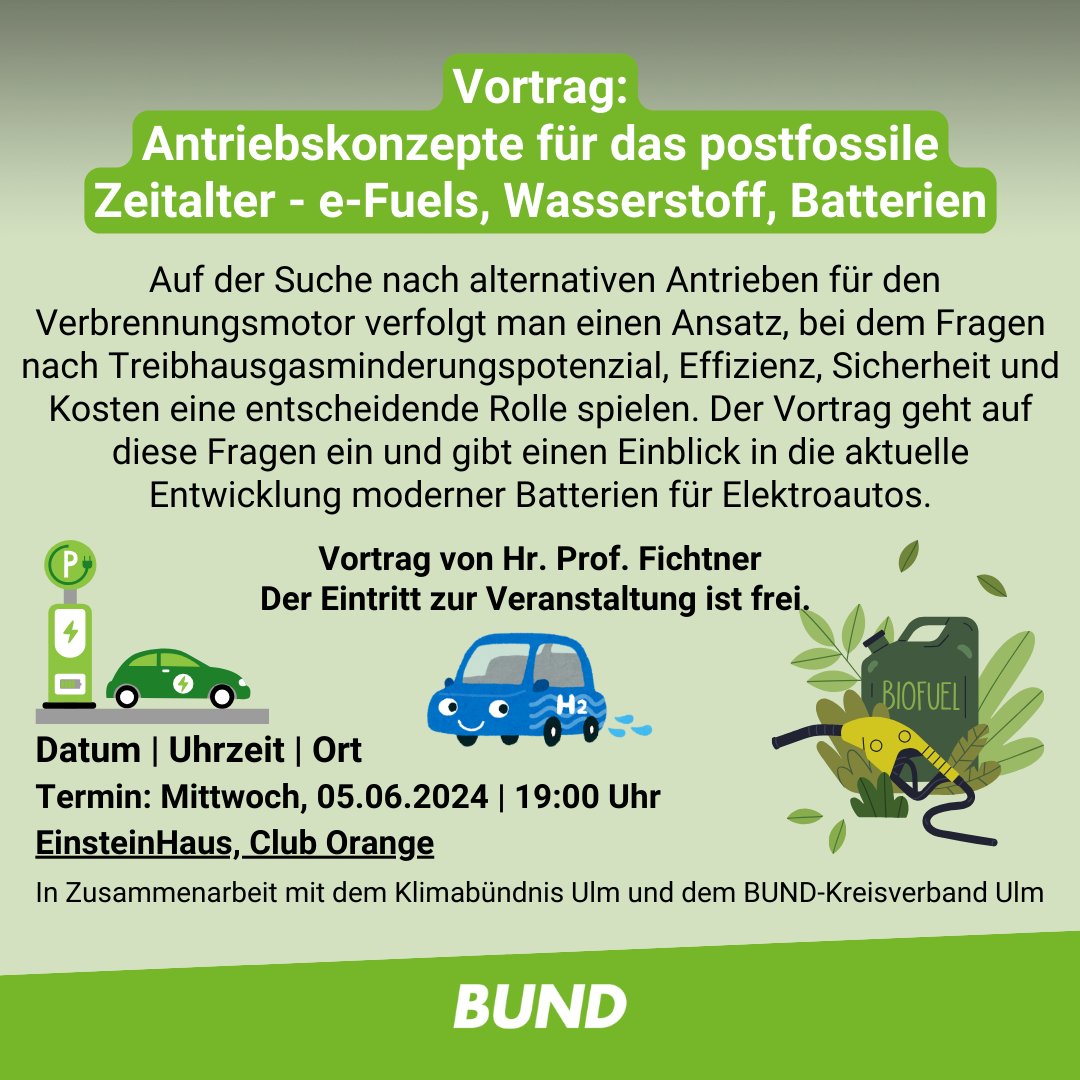 Heute (5.6.24) Abend findet in der Vh Ulm ein sehr interessanter Vortrag des Ulmer Batterieforschers Maximilian Fichtner (<a href="/MaxFichtner/">Maximilian Fichtner</a>) statt.
Nicht verpassen 😉.
#Elektromobilität #Efuels #Wasserstoff
vh-ulm.de/en/vh-programm…
