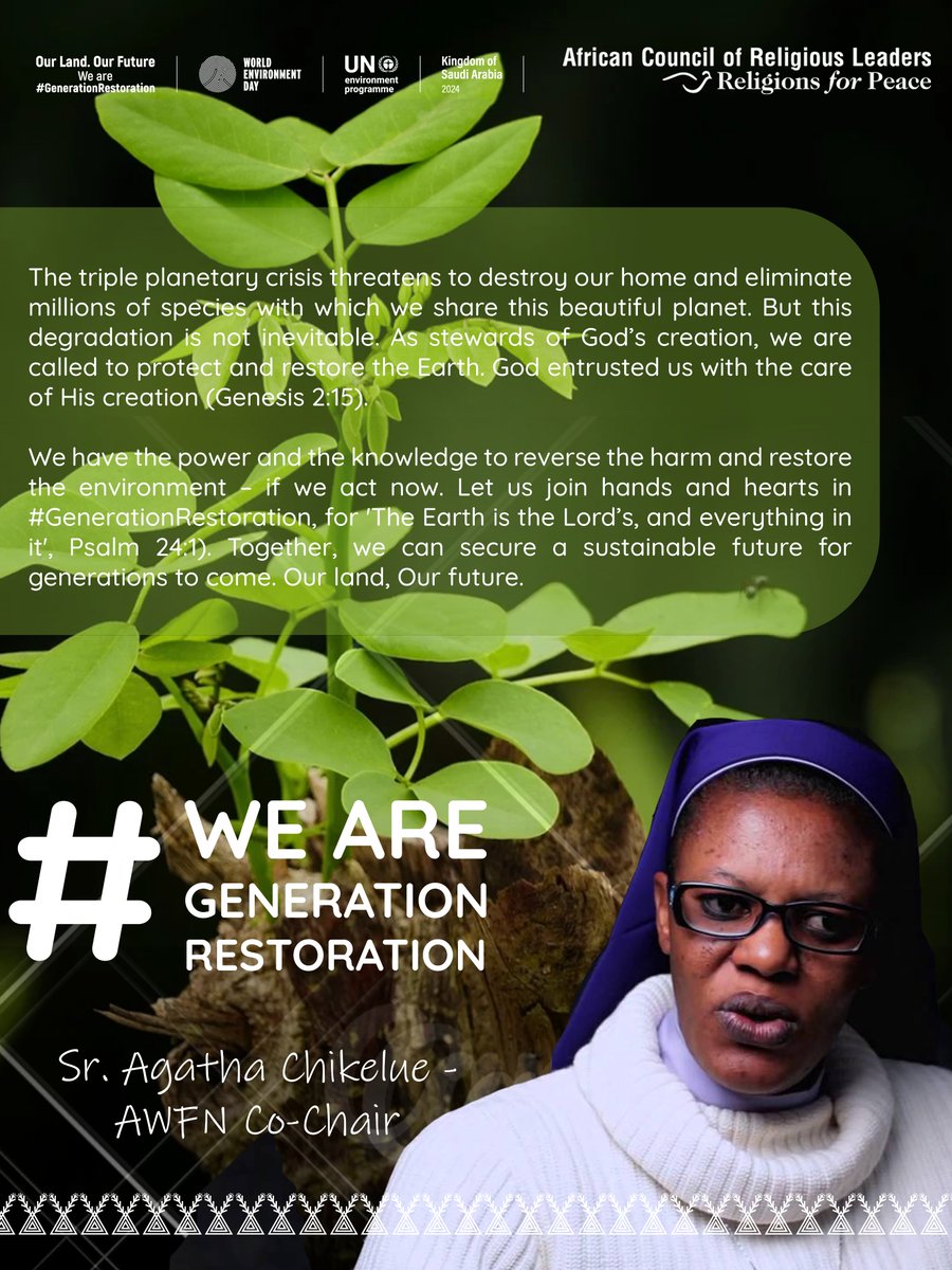 This year's 🌍 #WorldEnvironmentDay‌  .<a href="/acrl_rfp/">African Council of Religious Leaders</a> is celebrating Africa’s Rich Biodiversity. let’s honor the vibrant ecosystems of Africa. From the Sahara to the savannahs, our natural heritage is our treasure. Pledge to protect, preserve, and prosper. #GenerationRestoration