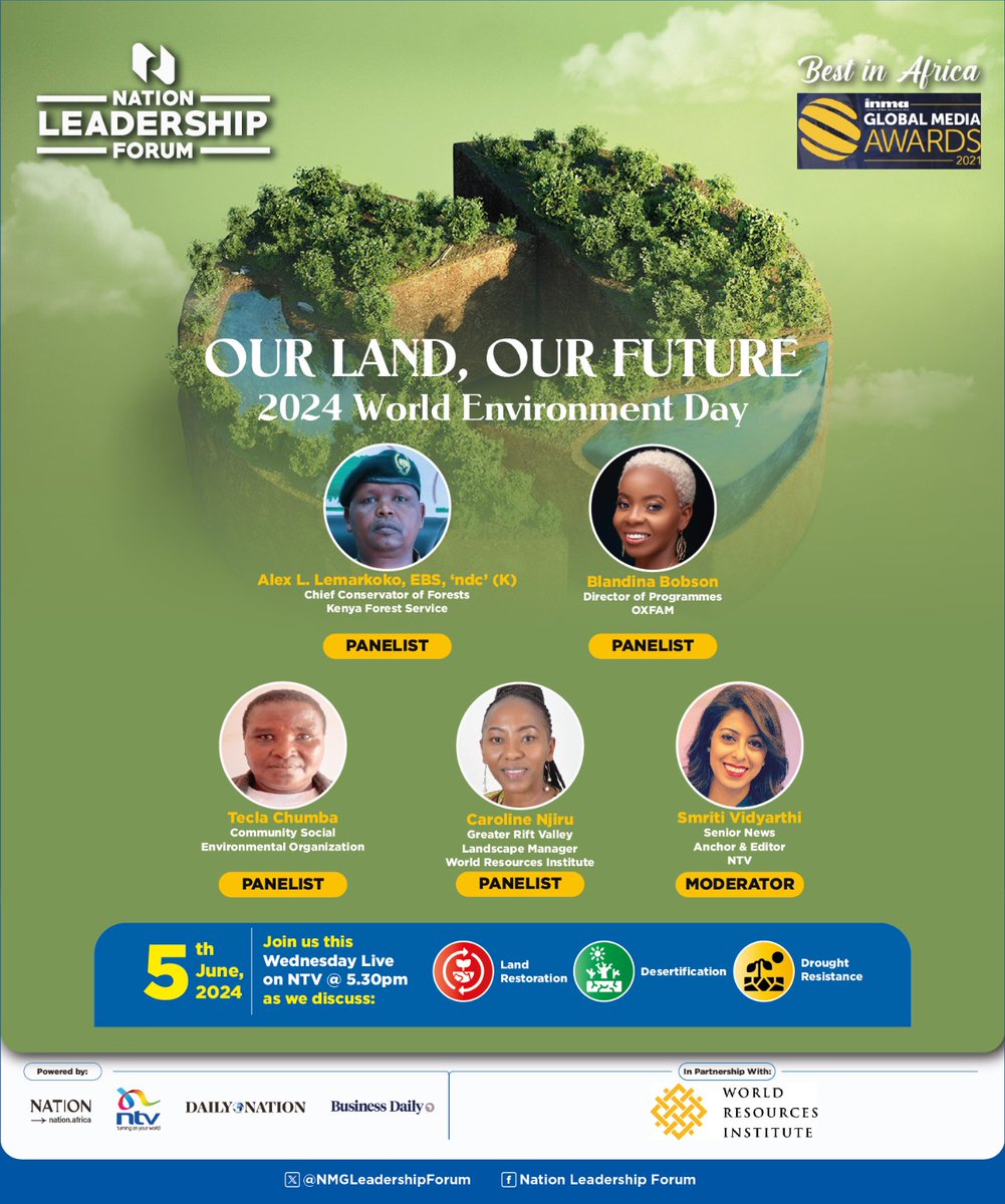 Happy #WorldEnvironmentDay!🌍

Today, people across the globe will bring awareness to the importance of protecting and restoring our precious ecosystems. 

Join us at 5:30pm with @NTVKenya on #NTVLive to find out why we must act now to stop degradation.

#GenerationRestoration