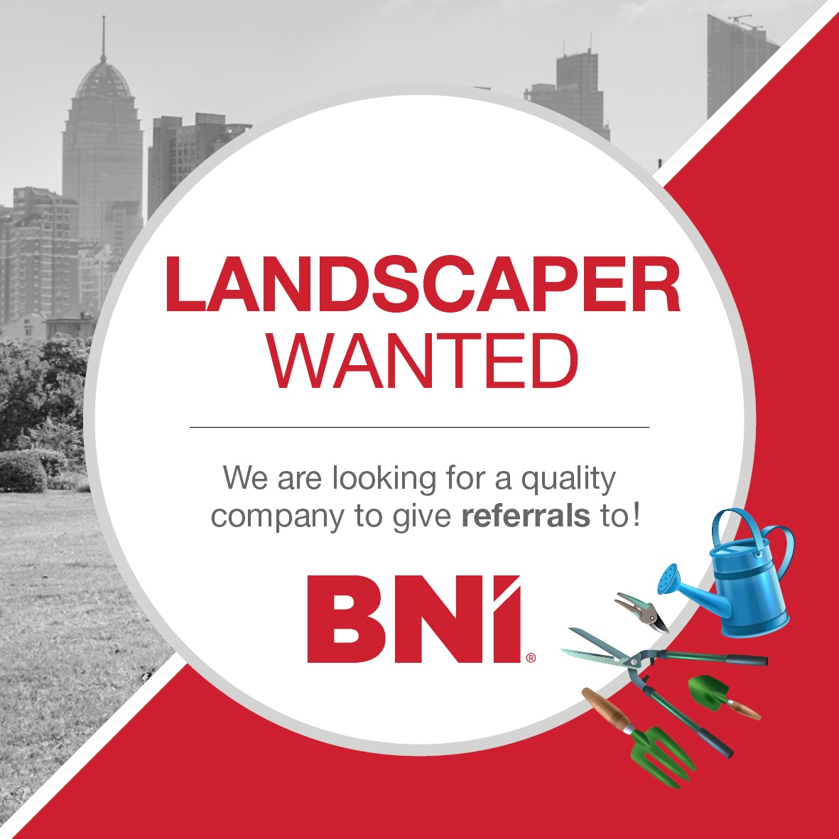We're looking for talented landscapers to pass referrals to within our BNI Johannesburg Central network. If you're acquainted with a skilled landscaper, please share this post with them!
Reach out to us at office@bni-jhbcentral.co.za for more information.
#ReferralOpportunity