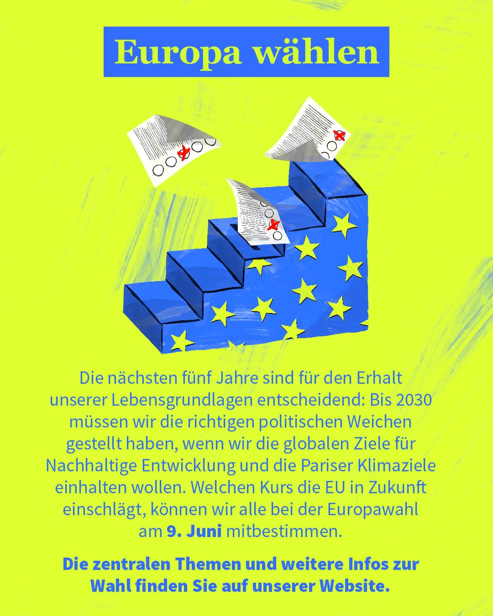 Die Europawahl am 9. Juni ist entscheidend, denn...

...wir brauchen faire Klima- &amp; Energiepartnerschaften, die in der EU und den Partnerländern Wohlstand, Stabilität und die Erreichung der Klimaziele fördern.

Wichtige Themen, Links und Infos zur Wahl 👉 germanwatch.org/de/europawahl-…