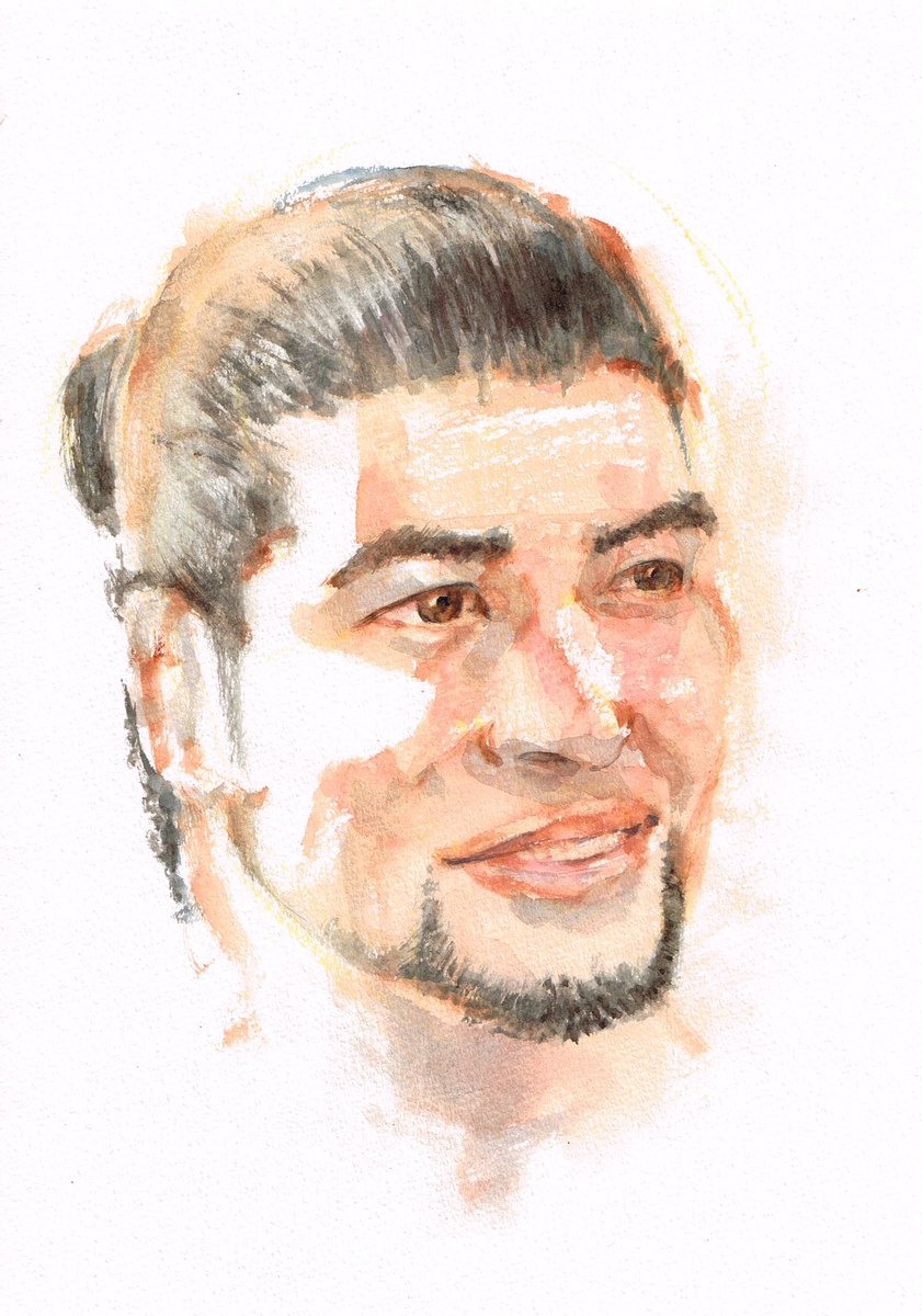 cugiutti's tweet photo. 斉藤ブラザーズの斉藤ジュンさんを描きました🎨宮城県で放送されてる「OH!バンデス」の人気コーナー「TAXIめしリターンズ」を見てファンになりました。悪役レスラーとしながらも律儀で優しい人柄が滲み出ちゃってる姿が良い😁
#似顔絵 #水彩画 #絵 #絵描き #斉藤ブラザーズ #斉藤ジュン #ohバンデス https://t.co/d3ELxC7V4x