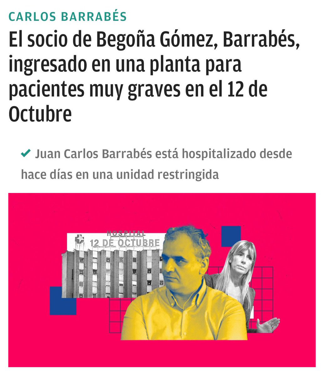 Citan a declarar al socio de Begoña Gómez y por sorpresa acaba hospitalizado muy grave en una unidad restringida. 

¿Creéis que el Gobierno seria capaz de lo que pensamos para seguir gobernando?