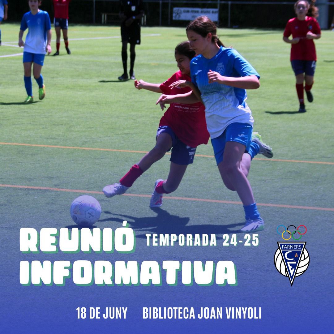 El proper dimarts 18 de juny, a la Biblioteca Joan Vinyoli, celebrarem una REUNIÓ INFORMATIVA del futbol femení del club per a la propera temporada.

#FarnersSempreEndavant #futbolfemení #futfem