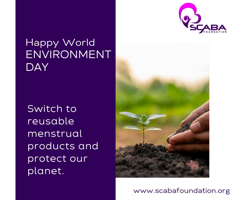 ScabaFoundation's tweet photo. 🌍 Happy World Environment Day! 🌱 Switch to reusable menstrual products like cups or cloth pads to reduce waste and protect our planet. 
  #WorldEnvironmentDay
  #SustainablePeriods 
  #ZeroWaste
  #scabafoundation https://t.co/mUT3LObK35