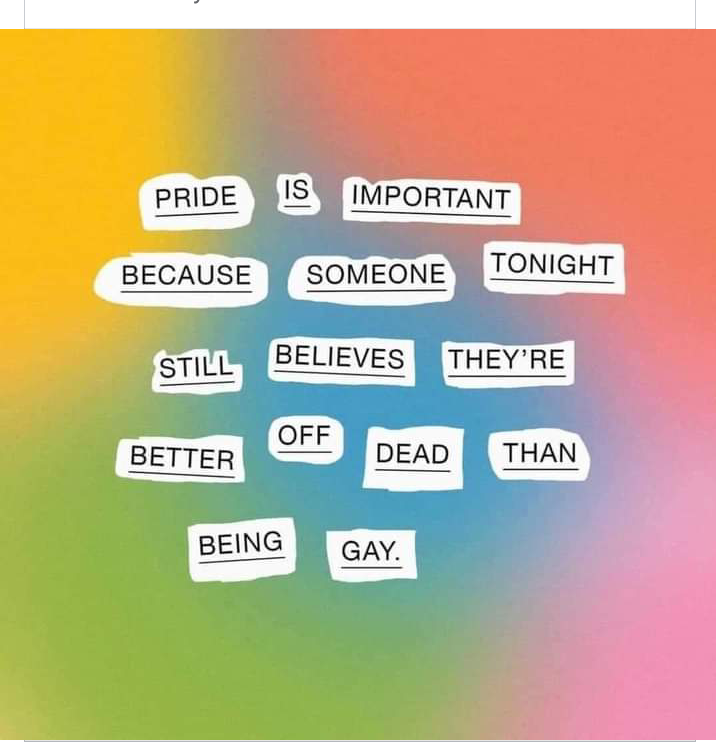 JulieBoothman21's tweet photo. Someone asked me yesterday why I am so passionate about gay Pride.  To which I replied "When you have the privilege of working with Children and young people you want their best.  When a YP believes their sexual orientation is at the root of their mental health you support them! https://t.co/0isKke5Ek9