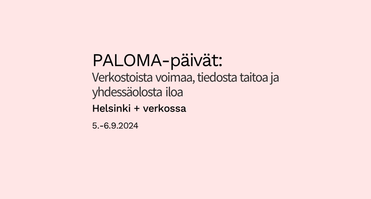 Ilmoittautuminen PALOMA-päiville 5.-6.9. on nyt auki!  PALOMA-päivät on maahanmuuttaneiden &amp; pakolaistaustaisten ihmisten mielenterveyteen keskittyvä tapahtuma, joka tuo yhteen aiheen parissa työskenteleviä ammattilaisia ja asiantuntijoita. 
Lue lisää⬇️
thl.fi/ajankohtaista/…