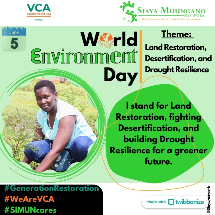 Join our World Environment Day campaign! Upload a photo of yourself in action or just a selfie, download the final poster, and share it on social media. Use hashtags #GenerationRestoration, #WeAreVCA, #SIMUNcares and mention @SiayaNetwork.
Follow this link twb.nz/wed024
