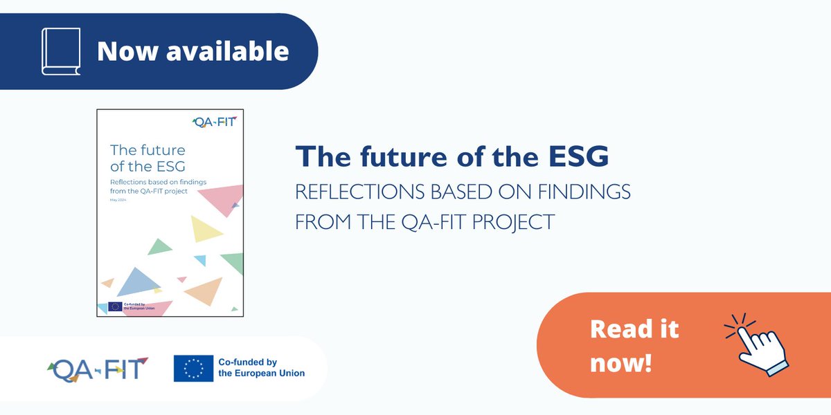 🔮 How does the future of the ESG look like? The #QAFIT project has published reflections based on how the ESG have been adapted to different contexts and how QA activities are addressing recent and emerging issues.

➡️ Read more: enqa.eu/publications/t…

#ehea #highereducation