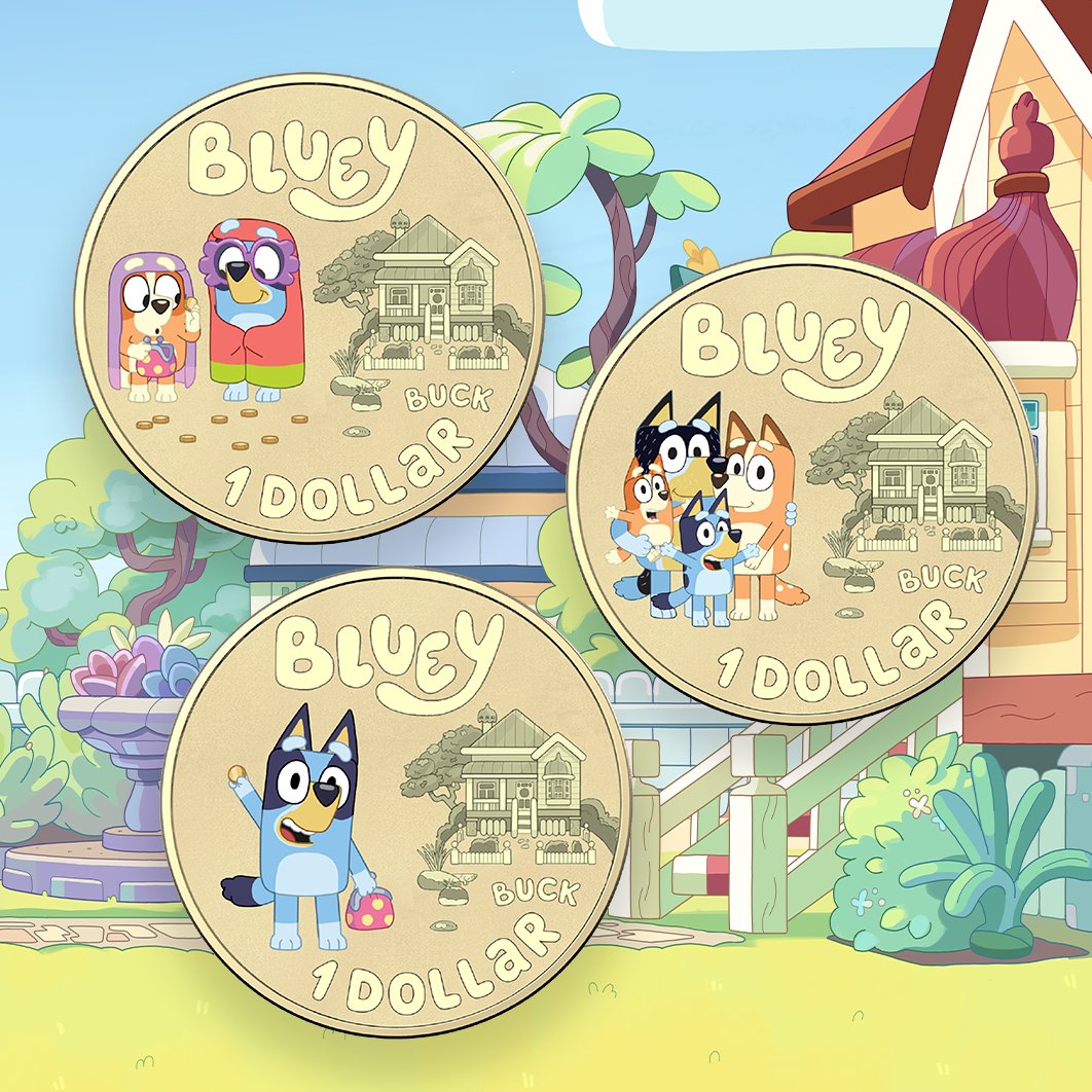 OfficialBlueyTV's tweet photo. #Bluey Dollarbucks are coming to Australian pockets with an official coin collection from Royal Australian Mint! 👛 

Learn more ➡️ https://t.co/QjCdHN71j6 https://t.co/eOePBG3JNz