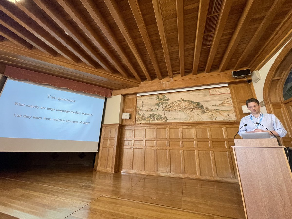 Tom Griffiths gets #IASL24 started with a keynote about how Large Language Models might be reconciled with Bayesian statistics