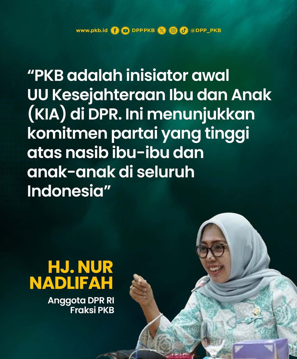 Partai Kebangkitan Bangsa (PKB) sebagai partai politik berkomitmen untuk merubah nasib ibu dan anak melalui UU Kesejahteraan Ibu dan Anak (UU KIA). 
<a href="/kangmaman72/">Maman Imanul Haq</a> <a href="/nur_nadlifah/">Nadlifah</a> 

#1PKB
#RUUKIA
#UUKIA