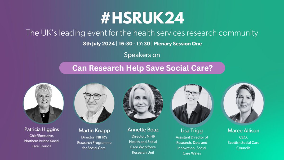 Health Services Research UK (@hsrn_uk) on Twitter photo 💡 #HSRUK24 Plenary Spotlight
Can social care help save research? Find out at our first Plenary Session with expert speakers from across the four nations <a href="/AnnetteBoaz/">Annette Boaz</a>🇬🇧 <a href="/Knappem/">Martin Knapp</a>🇬🇧 <a href="/lisatrigg/">Dr Lisa Trigg 🏴</a>🏴 Patricia Higgins for Northern Ireland and Maree Allison🏴
hsruk2024.org 💡 #HSRUK24 Plenary Spotlight
Can social care help save research? Find out at our first Plenary Session with expert speakers from across the four nations <a href="/AnnetteBoaz/">Annette Boaz</a>🇬🇧 <a href="/Knappem/">Martin Knapp</a>🇬🇧 <a href="/lisatrigg/">Dr Lisa Trigg 🏴</a>🏴 Patricia Higgins for Northern Ireland and Maree Allison🏴
hsruk2024.org