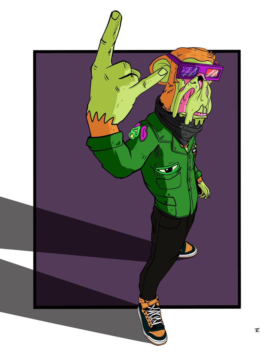 gm everyone ☀️🎨

Received the final version of my <a href="/BoredApeYC/">Bored Ape Yacht Club 🍌</a> from legend @tjsnewwaveart. 🔥

Thank you 🧪