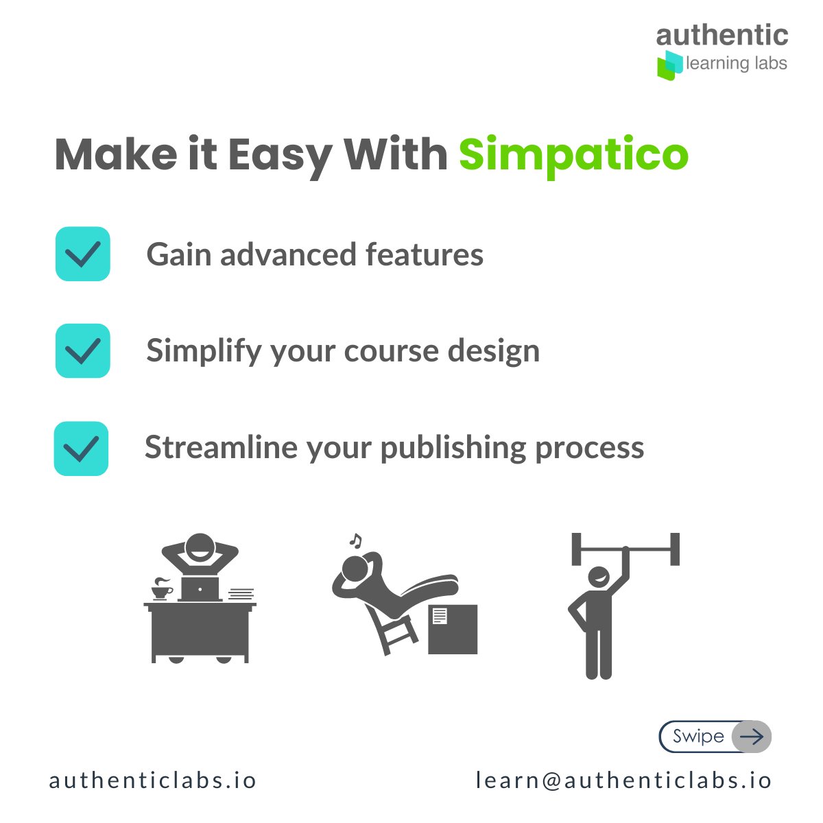 learn_authentic's tweet image. 'Simplify the assembly of learning assets into modern templates, manage style sheets, fonts, and text formats, integrate external content, and use advanced tools for a cohesive learning experience with Simpatico. Read on to learn more!'
#elearning #coursedesign #xapi #SaaS