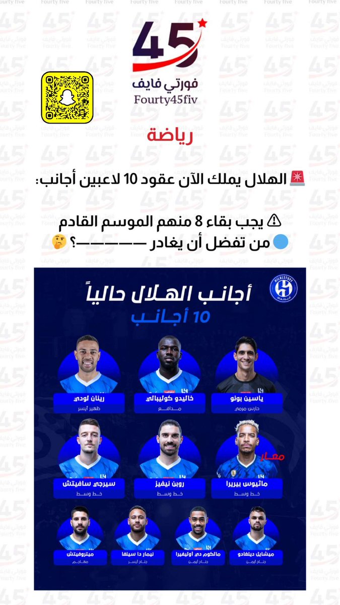 binrafedh's tweet photo. @tarf__0T @AbdullahZahe من تفضل بقائهم ؟ 

💙💙💙💙🤍🤍🤍

#الهلال_النصر_نهائي_كاس_الملك #رياضة #سناب https://t.co/AHslwGnwVq