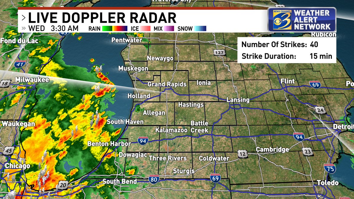 JeffPorterWX's tweet photo. Morning! T'storms entering #Berrien, #VanBuren counties right now. Afternoon activity could produce hail/gusty winds east of US 131.
#wwmt #miwx #WestMichigan https://t.co/Td9N2dKZnX https://t.co/kJfDHsCetK