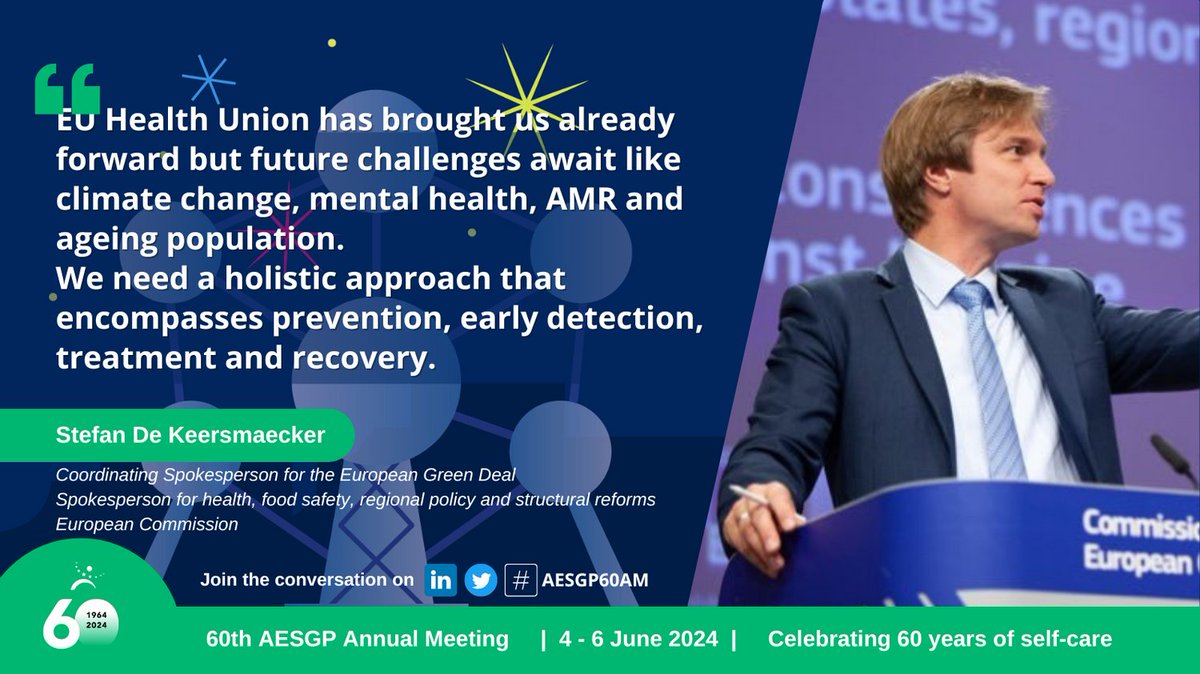 aesgp's tweet photo. Great start of the #AESGP60AM Annual Meeting celebrating 60 years of #SelfCare with @SKeersmaecker revising the achievements of the EU in the past challenging times. @EU_Health https://t.co/qvH5sS07VS